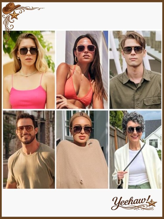 Square Retro Aviator Sunglasses, Polarized UV400 Protection Unisex main image 4
